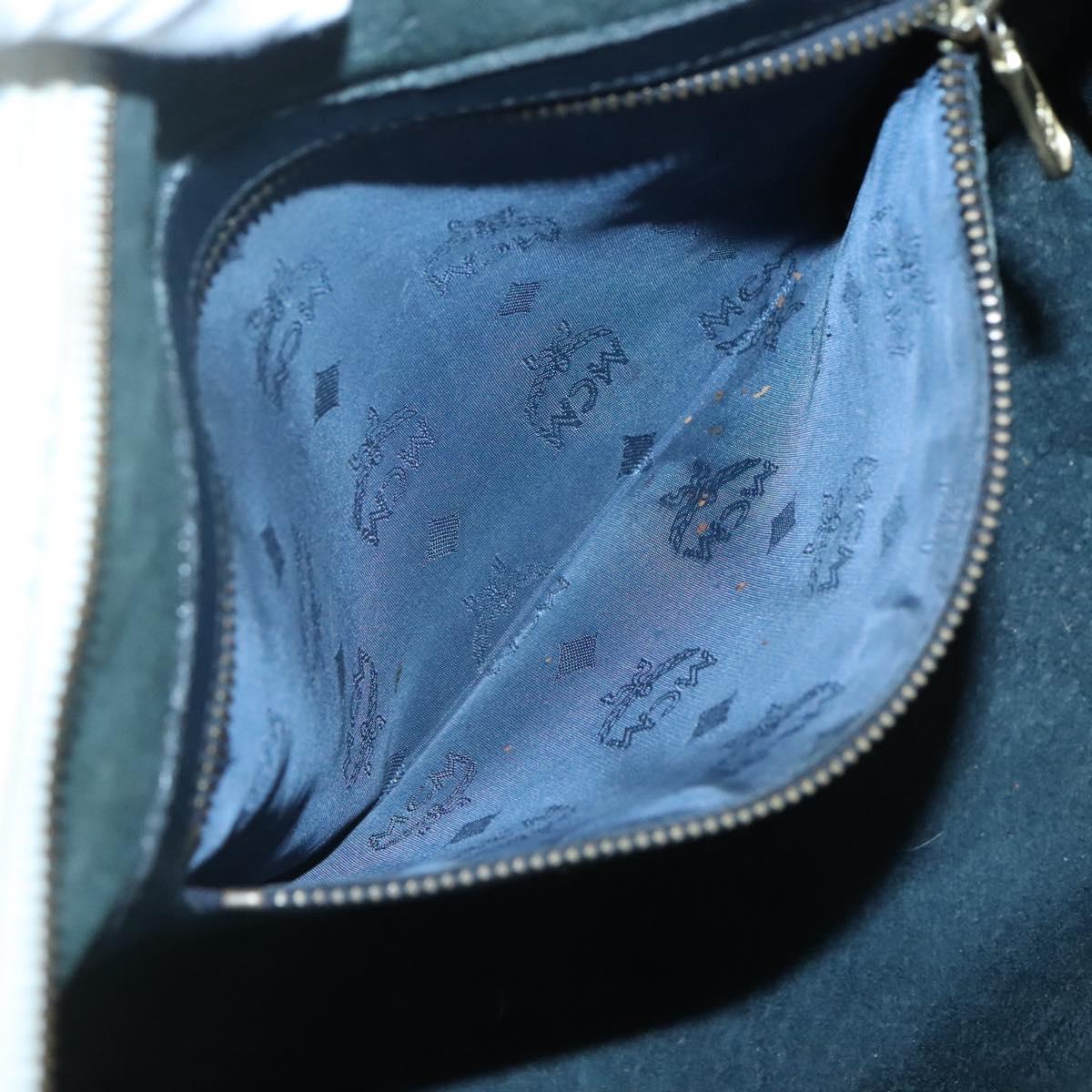 MCM Logogram Vicetos Tote Bag PVC Leather White Gold Auth 120736