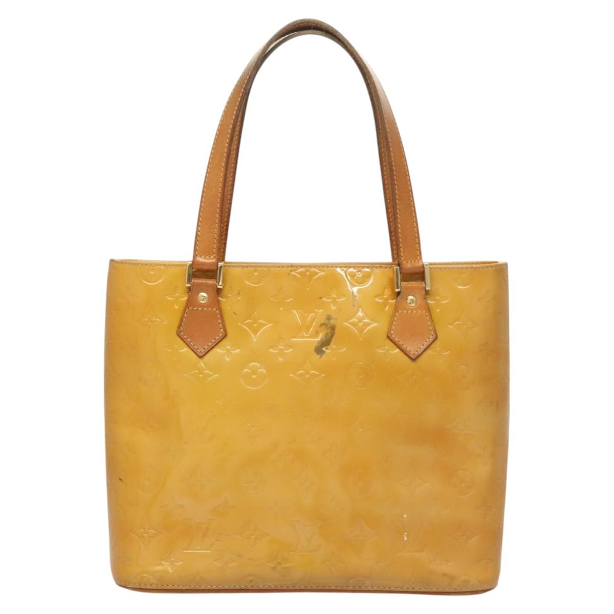 LOUIS VUITTON Monogram Vernis Houston Hand Bag Beige M91004 LV Auth 120738