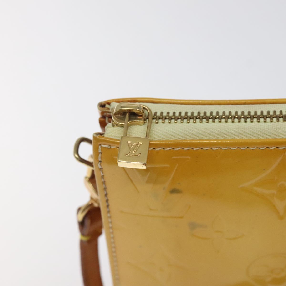 LOUIS VUITTON Vernis Lexington Accessory Pouch Lime Yellow M91058 Auth 120744