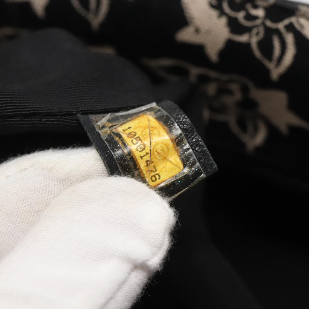 CHANEL Chain Tote Bag Canvas Black CC Auth 120748