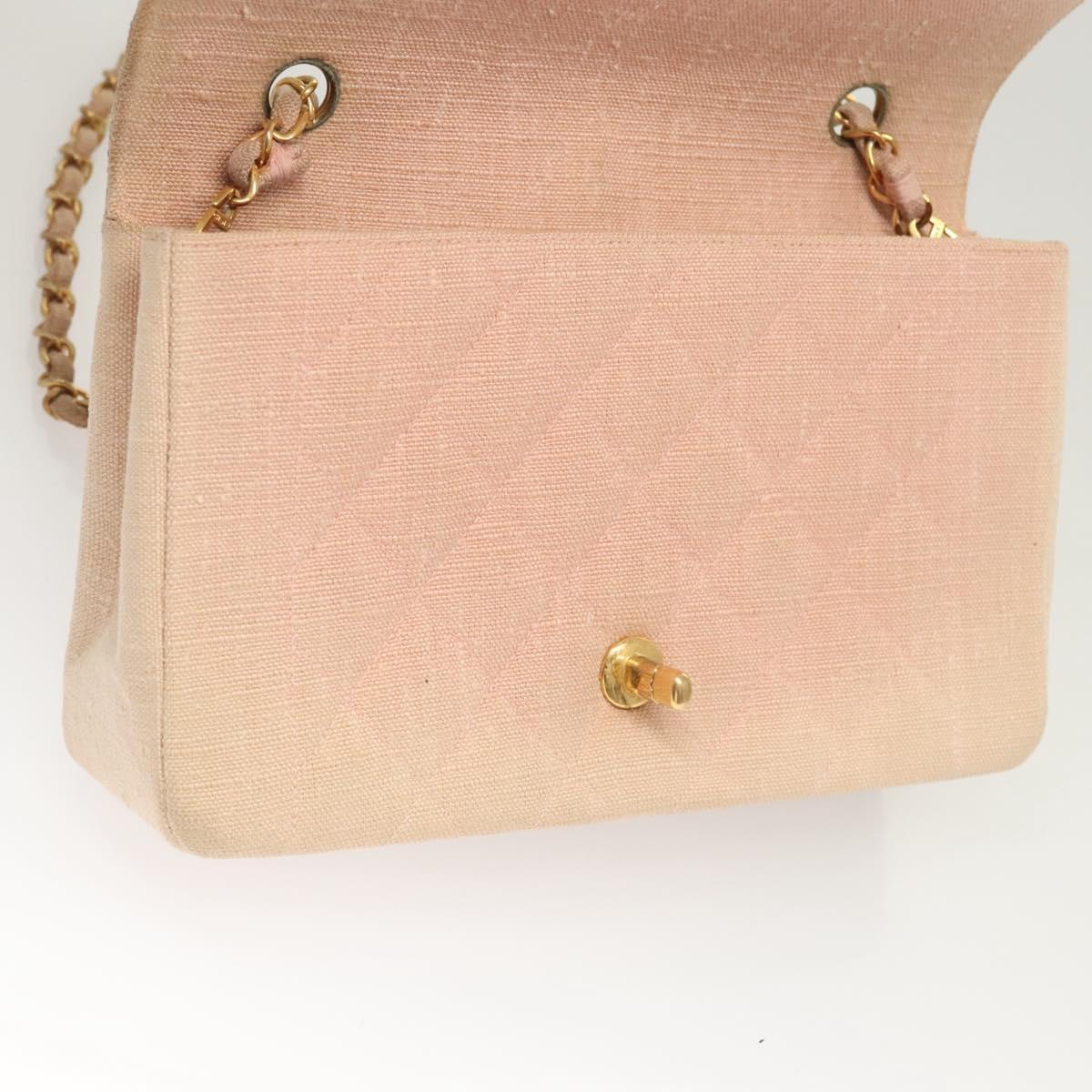 CHANEL Matelasse Chain Diana Shoulder Bag Canvas Pink CC Auth 120753