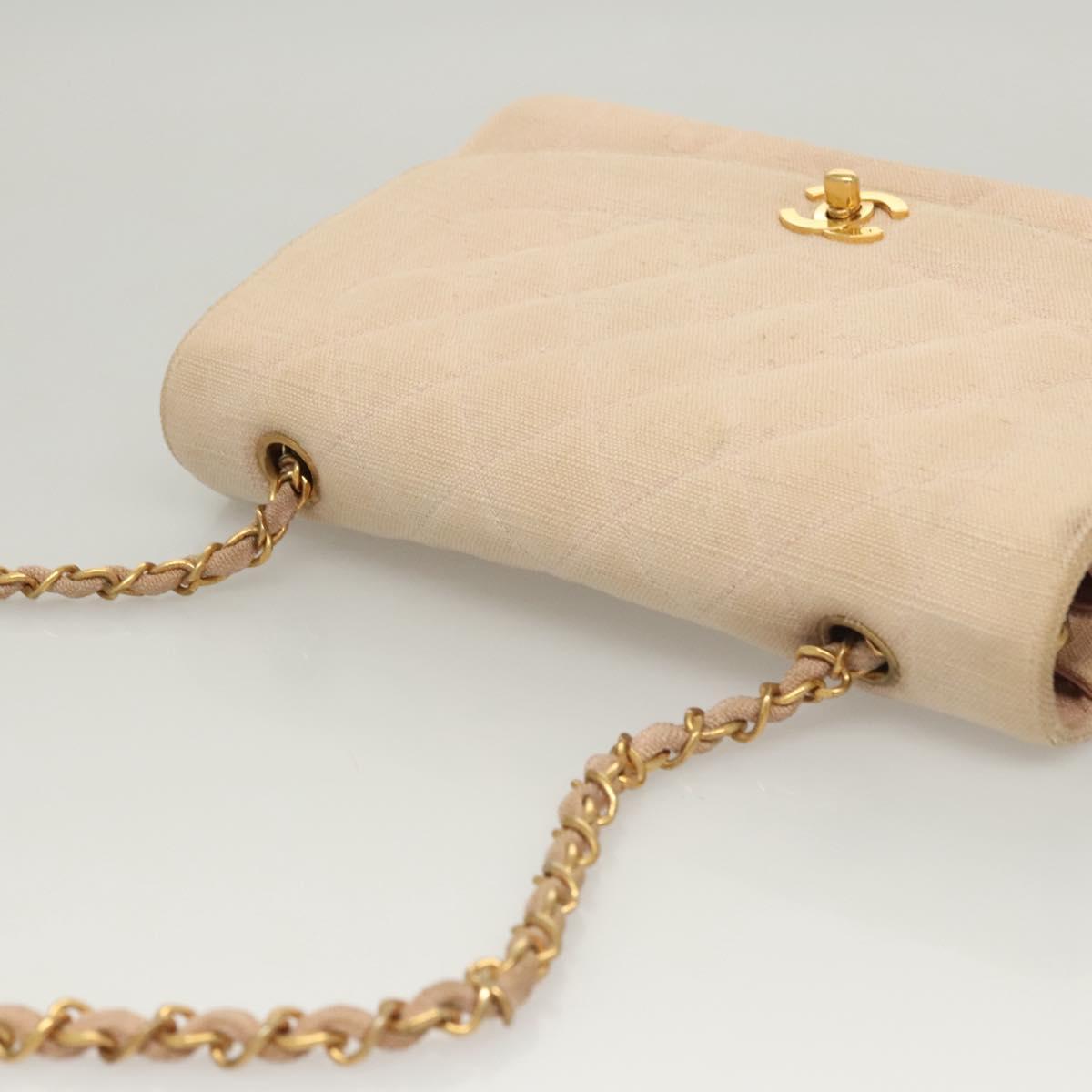 CHANEL Matelasse Chain Diana Shoulder Bag Canvas Pink CC Auth 120753A