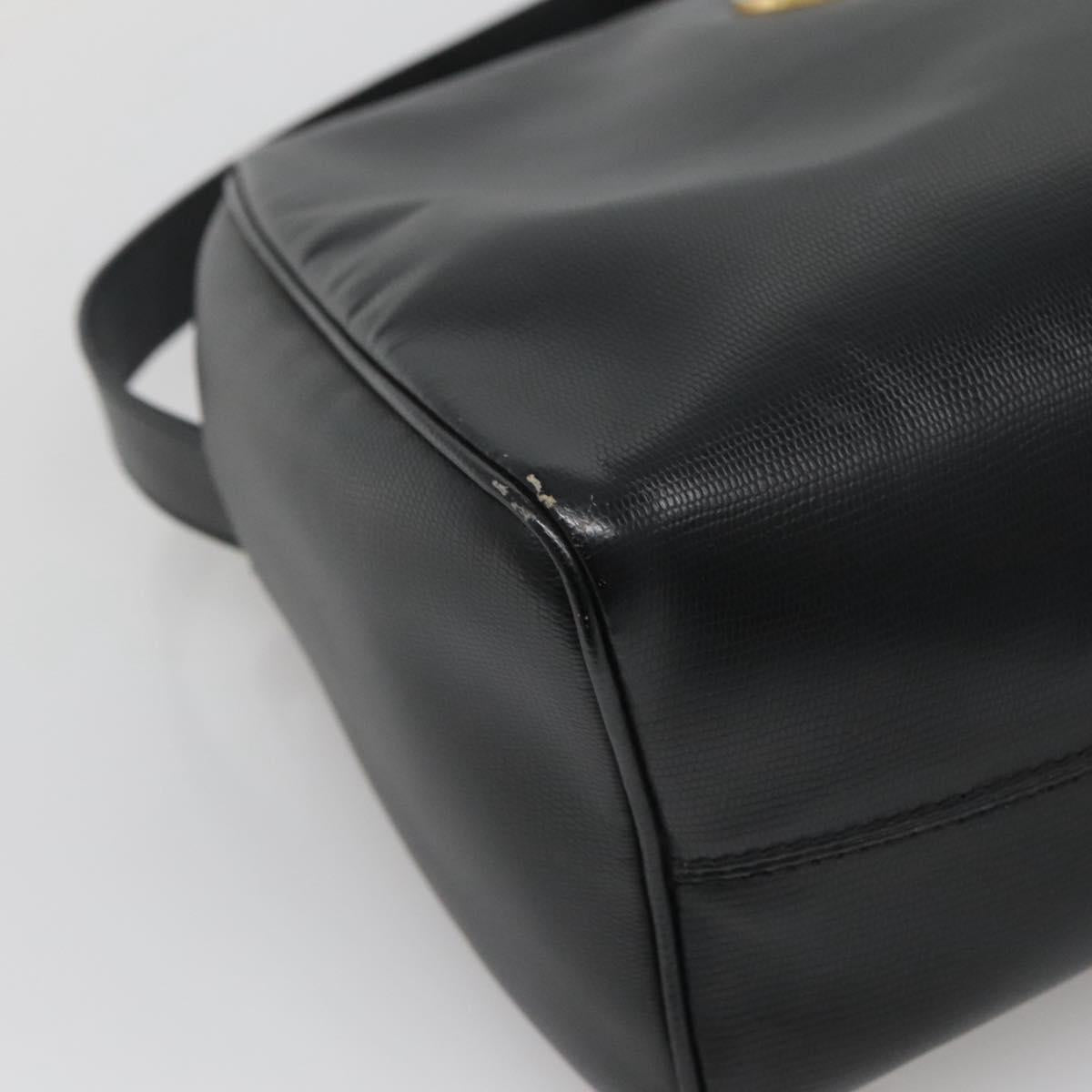 CELINE Hand Bag Leather Black Gold Auth 120782