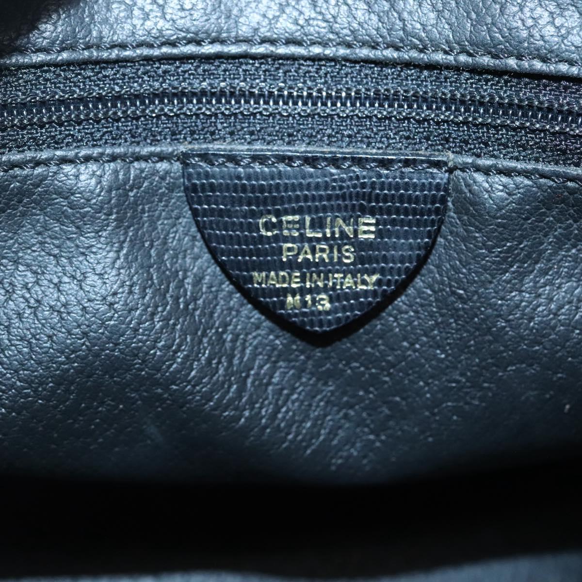 CELINE Hand Bag Leather Black Gold Auth 120782