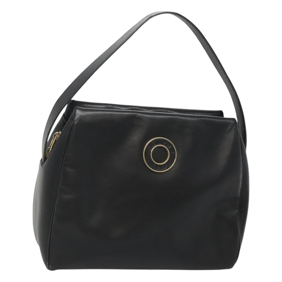 CELINE Hand Bag Leather Black Gold Auth 120782
