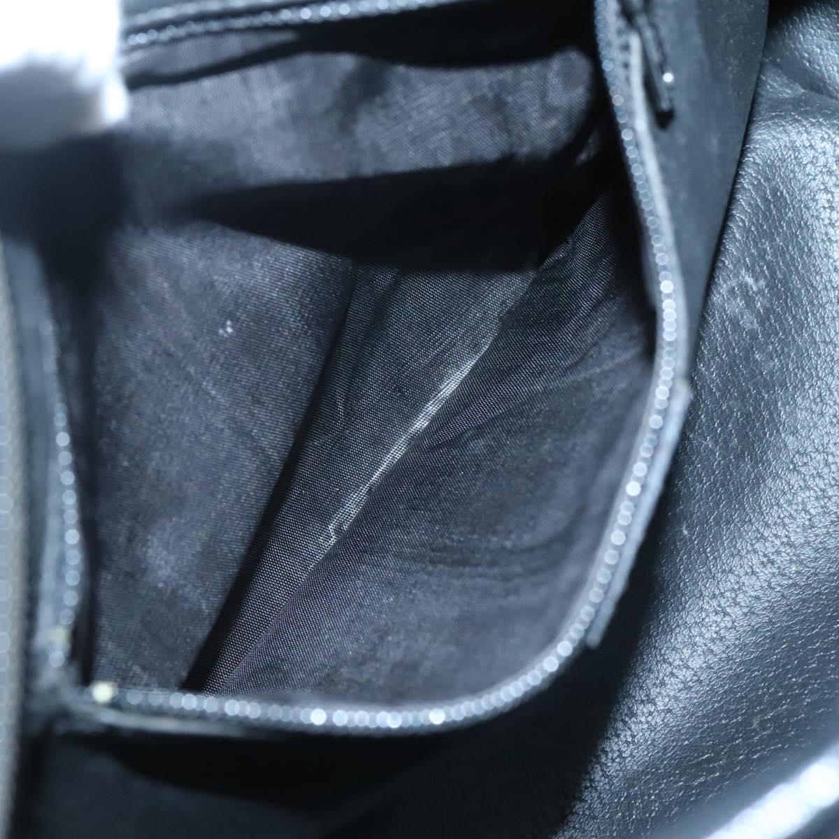 CELINE Hand Bag Leather Black Gold Auth 120782