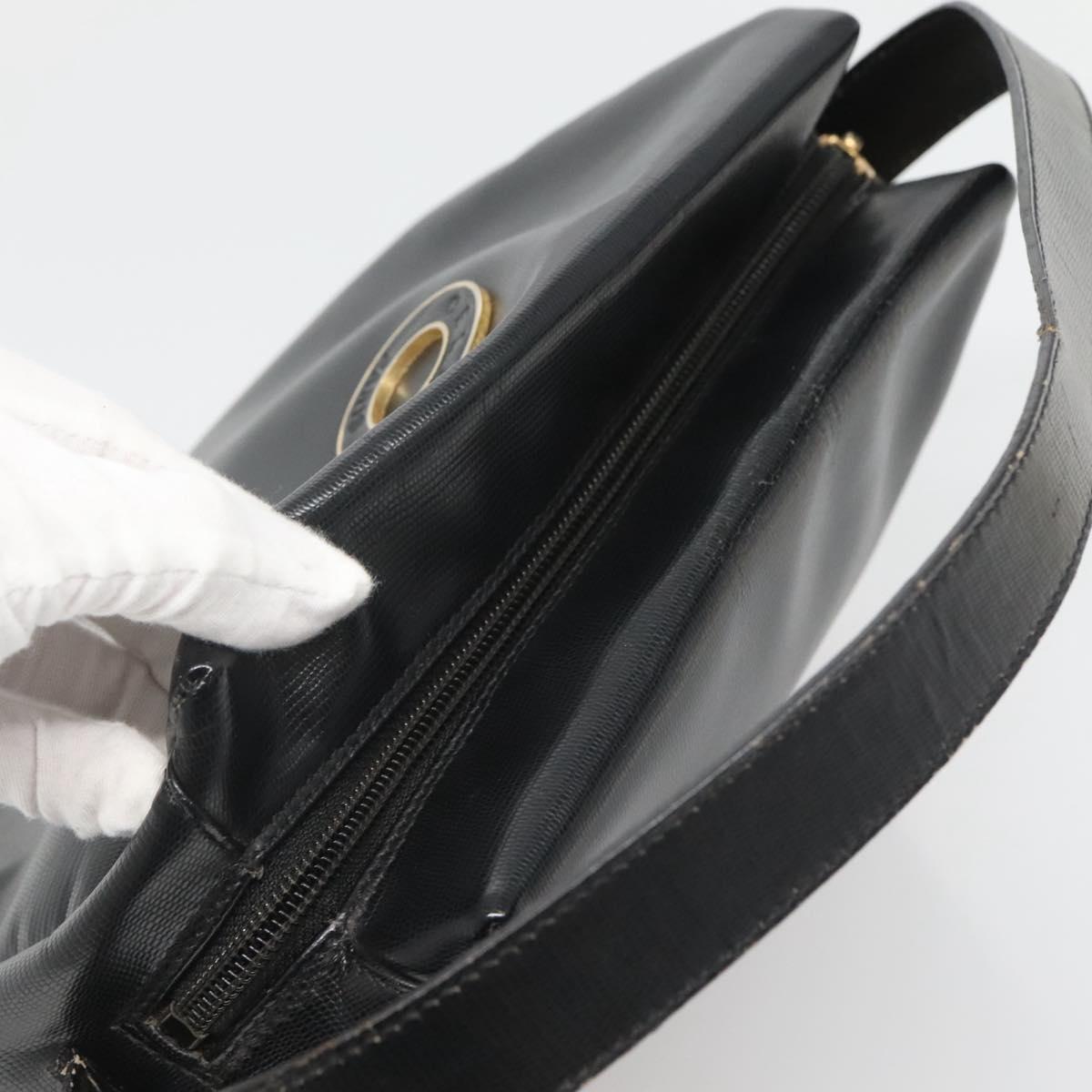 CELINE Hand Bag Leather Black Gold Auth 120782