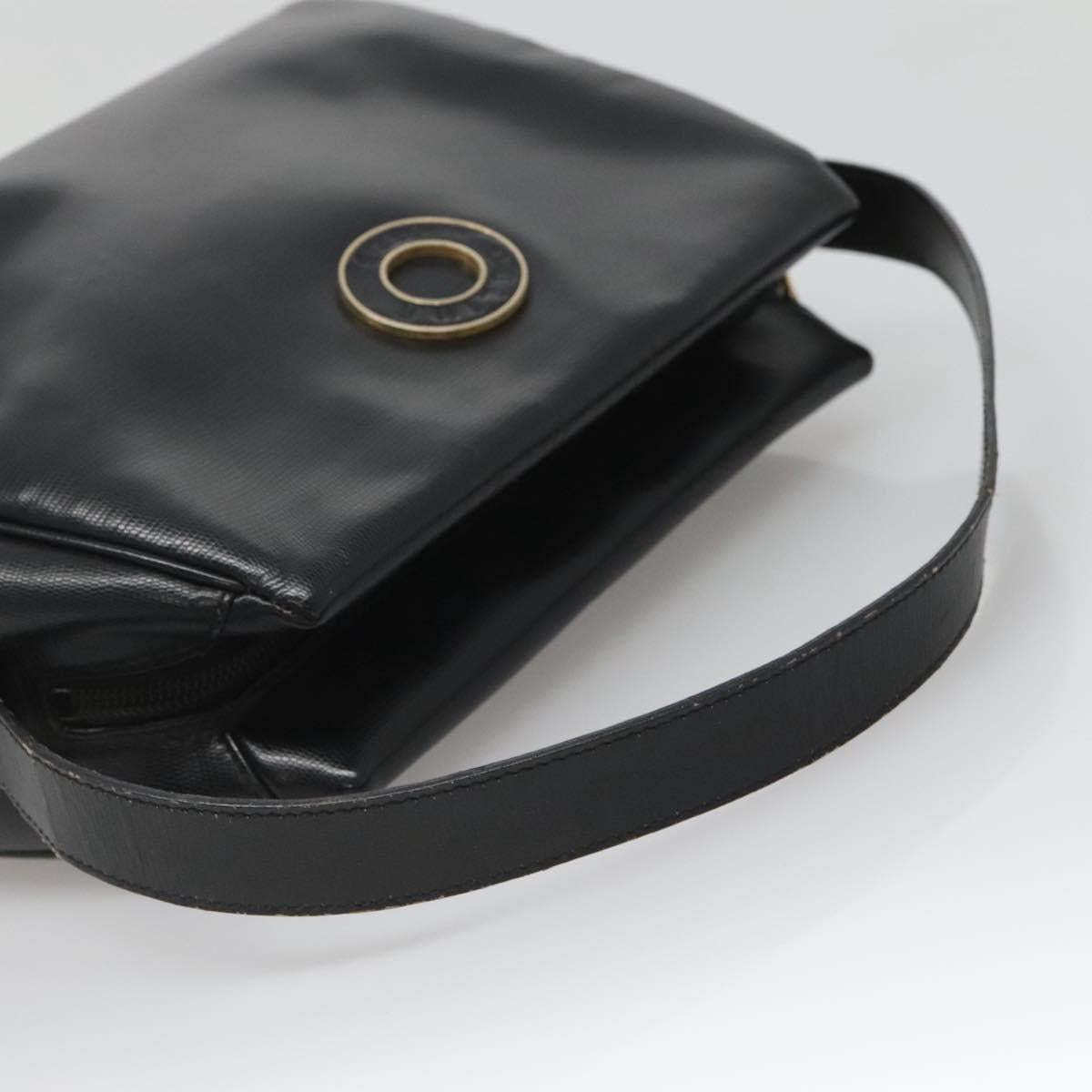 CELINE Hand Bag Leather Black Gold Auth 120782