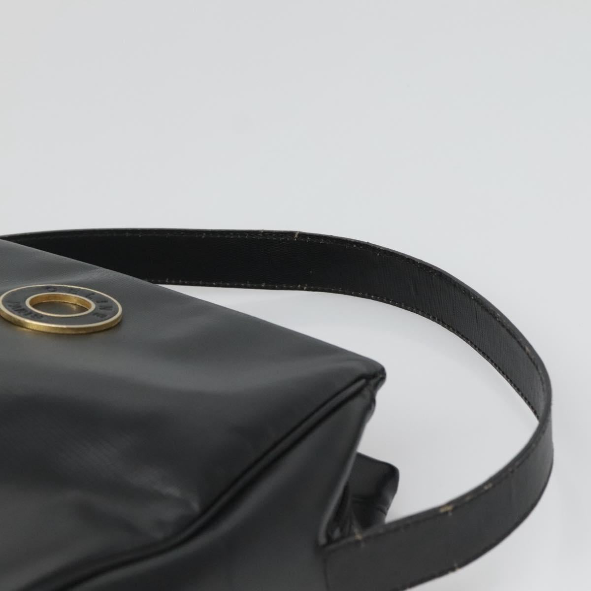 CELINE Hand Bag Leather Black Gold Auth 120782