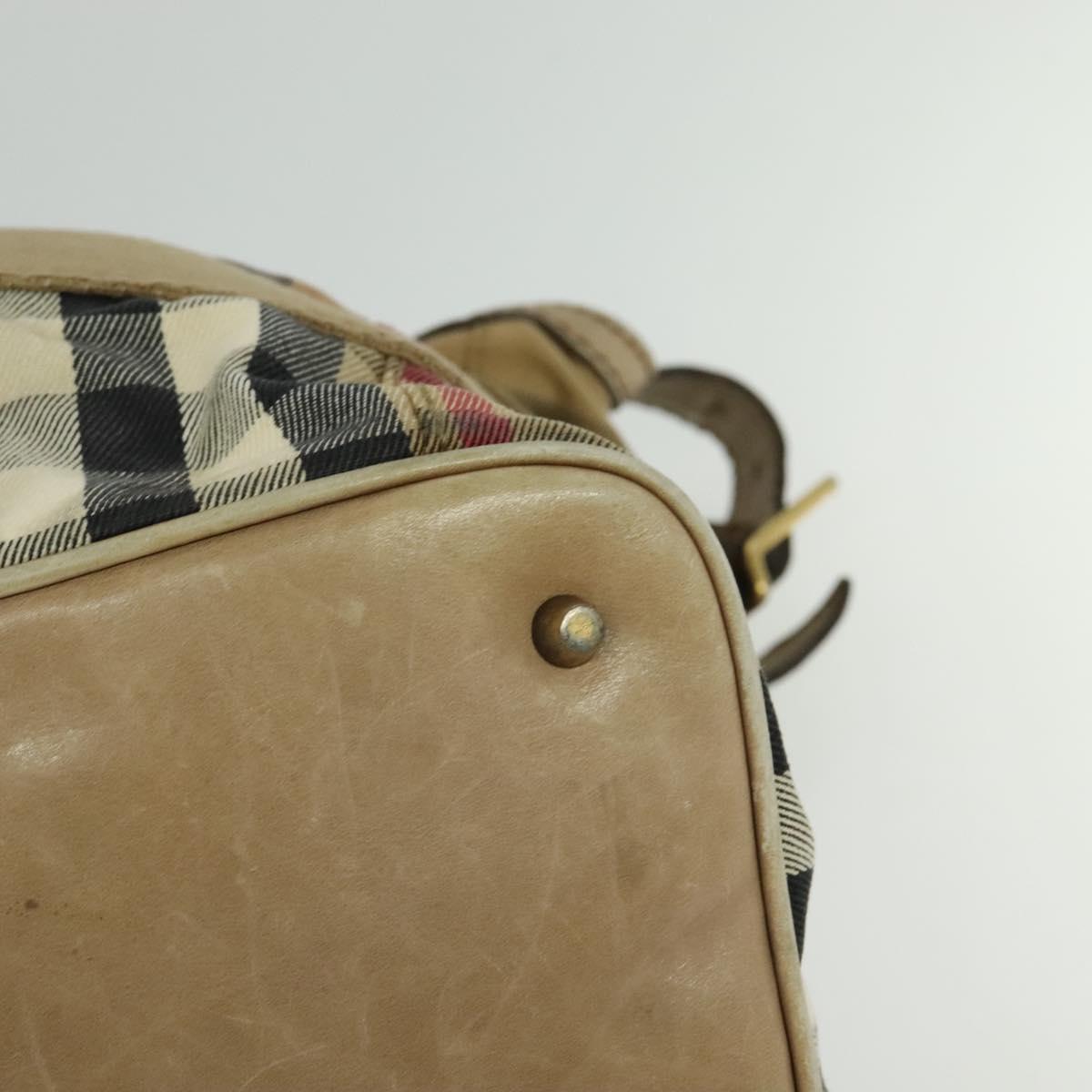 BURBERRY Nova Check Shoulder Bag Canvas Beige Gold Auth 120793