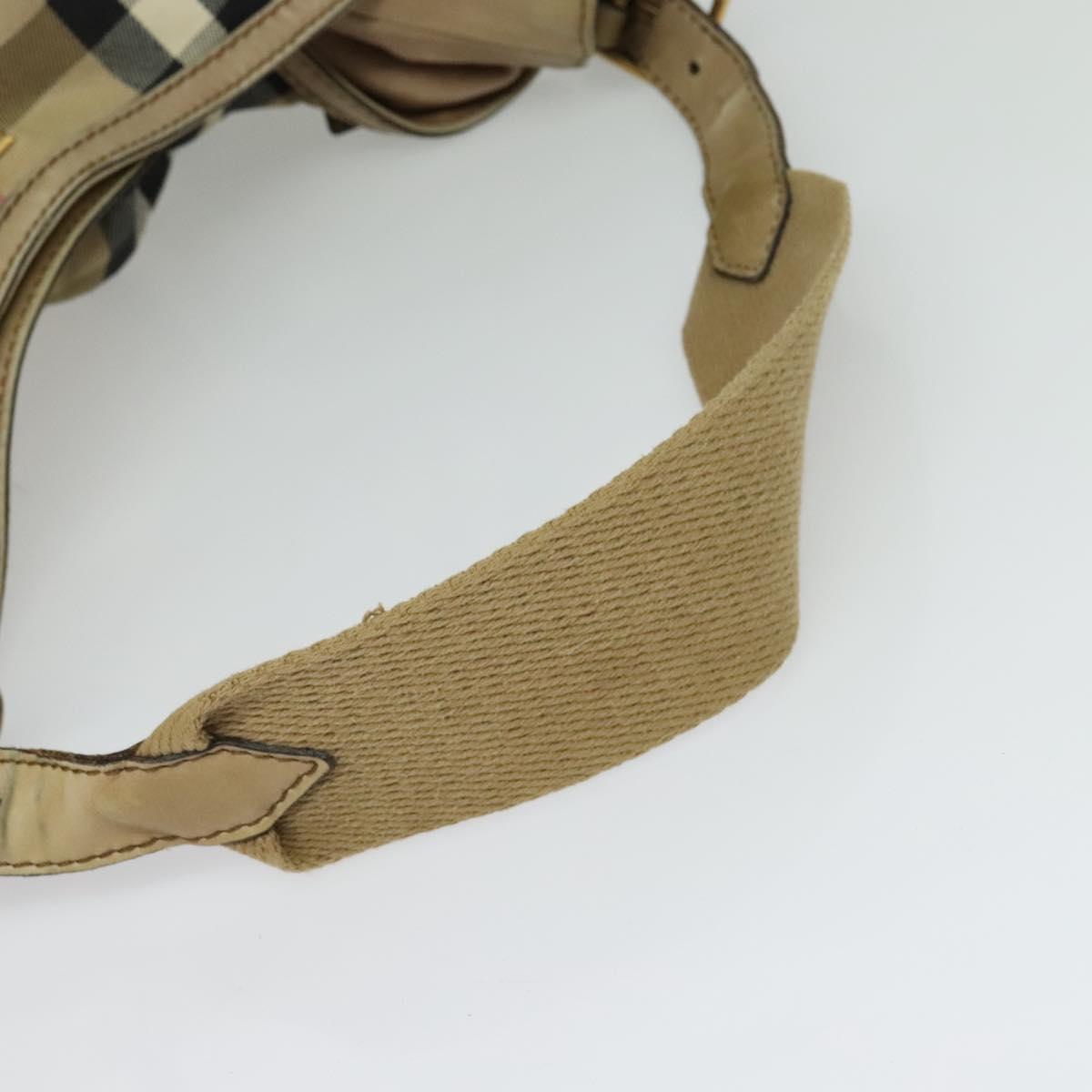 BURBERRY Nova Check Shoulder Bag Canvas Beige Gold Auth 120793