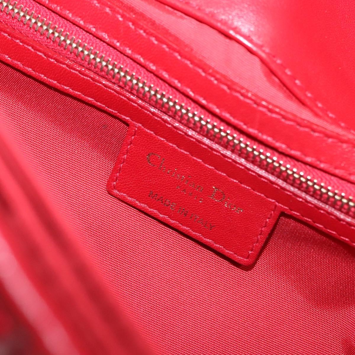 Christian Dior Canage Shoulder Bag Lamb Skin Red Gold Auth 120801