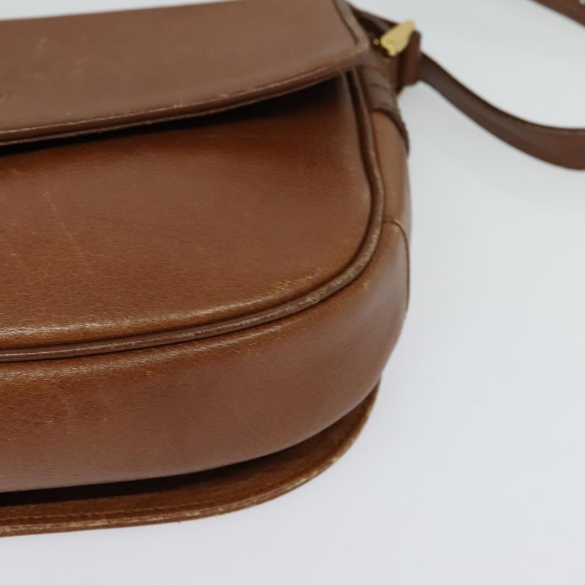 Burberrys Shoulder Bag Leather Brown Gold Auth 120806