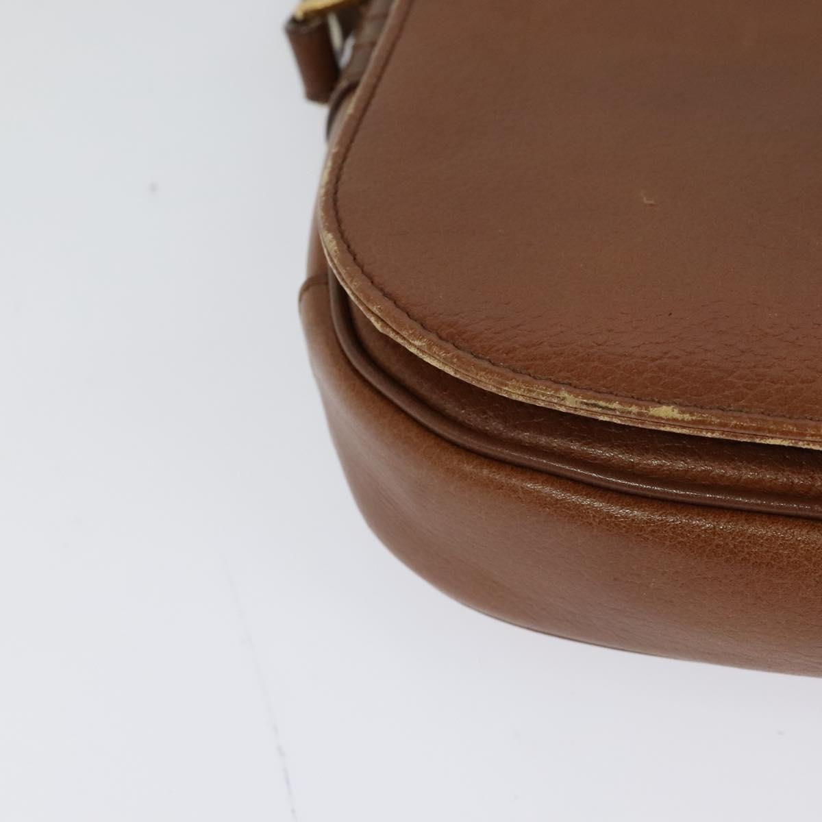 Burberrys Shoulder Bag Leather Brown Gold Auth 120806