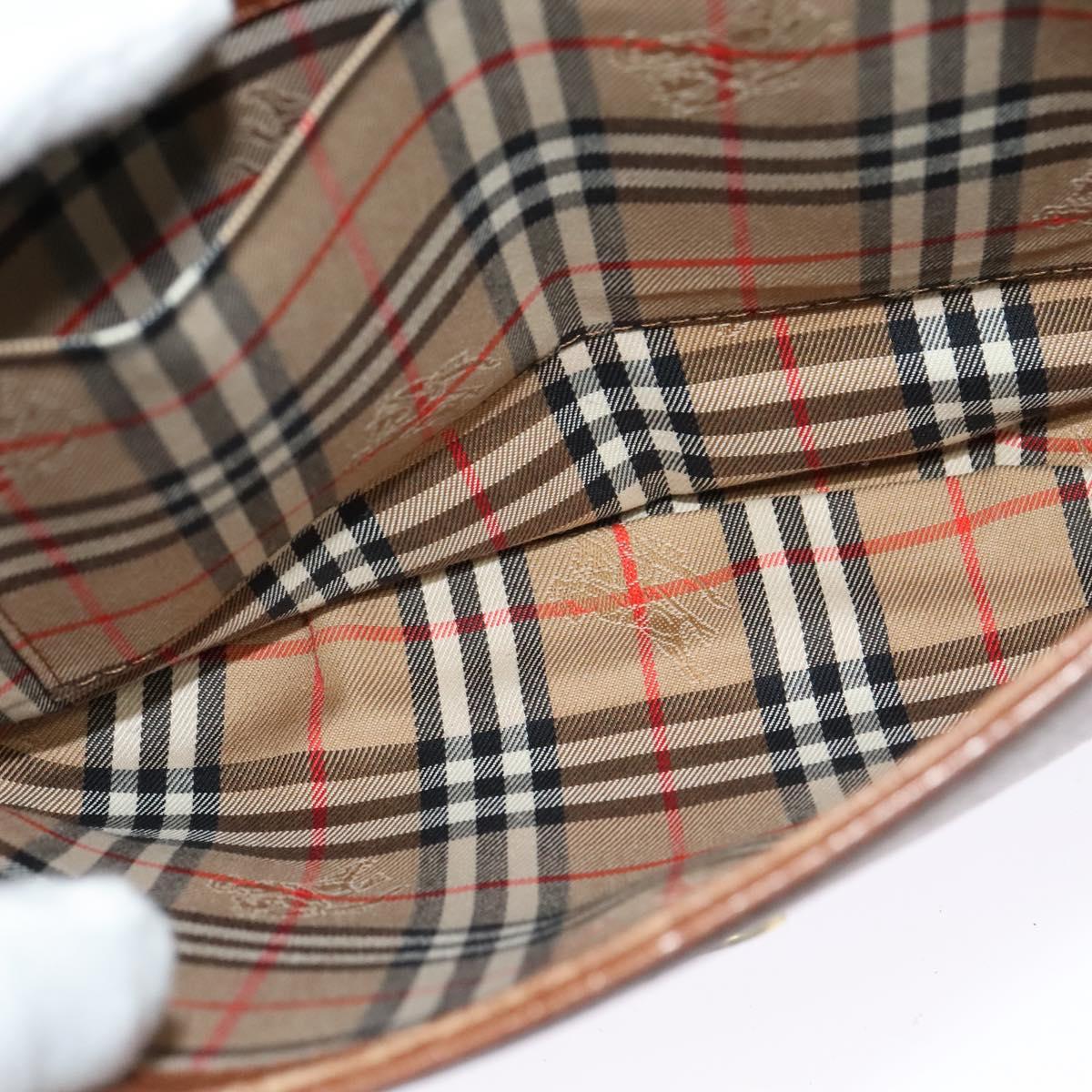 Burberrys Shoulder Bag Leather Brown Gold Auth 120806