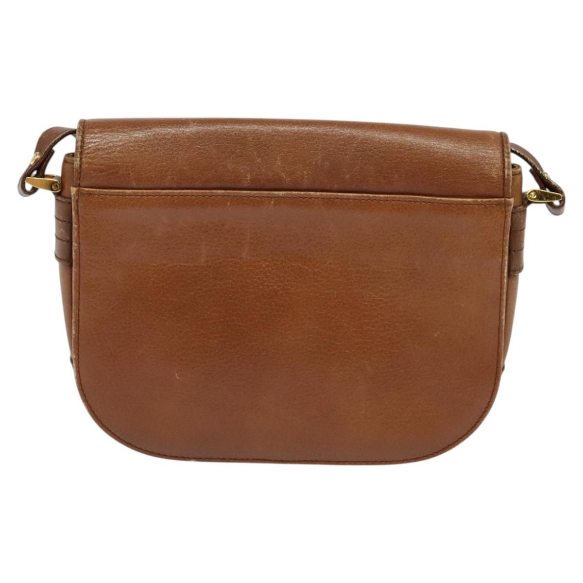 Burberrys Shoulder Bag Leather Brown Gold Auth 120806