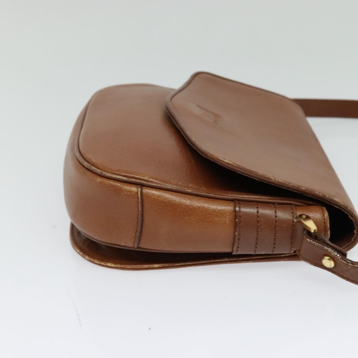 Burberrys Shoulder Bag Leather Brown Gold Auth 120806