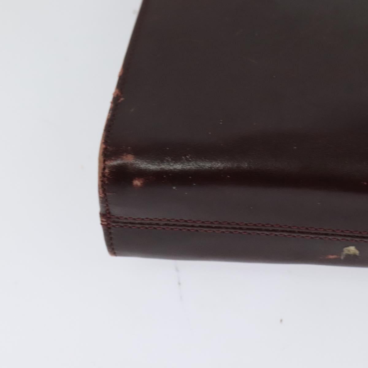 Salvatore Ferragamo Chain Gancini Shoulder Bag Leather Brown Gold Auth 120811