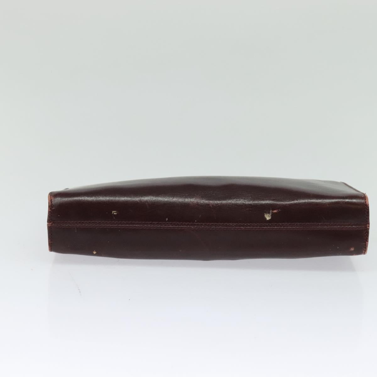 Salvatore Ferragamo Chain Gancini Shoulder Bag Leather Brown Gold Auth 120811