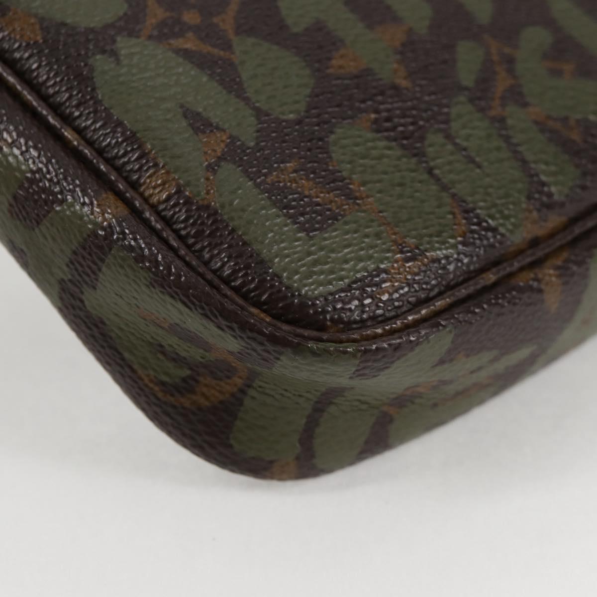 LOUIS VUITTON Monogram Graffiti Pochette Pouch Khaki M92191 LV Auth 120813V