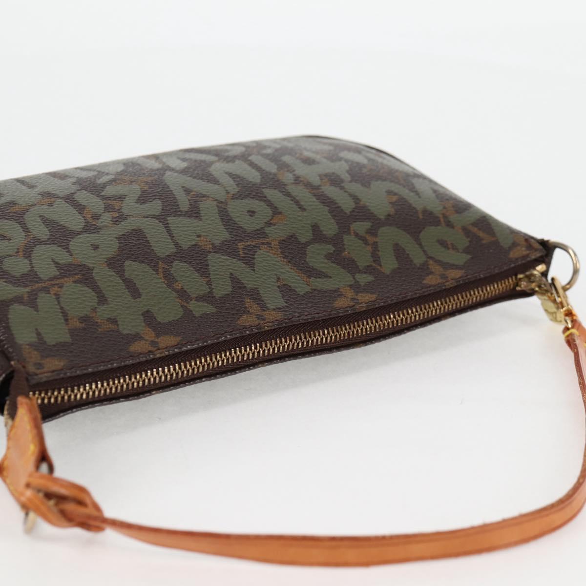 LOUIS VUITTON Monogram Graffiti Pochette Pouch Khaki M92191 LV Auth 120813V
