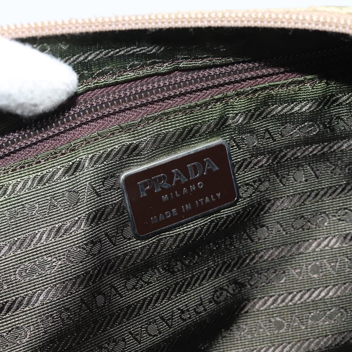 PRADA Shoulder Bag Nylon Beige Silver Auth 120814