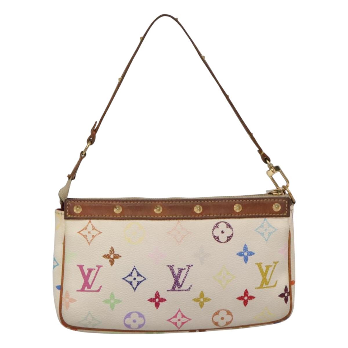 LOUIS VUITTON Multicolor Pochette Accessoires Pouch White M92649 Auth 120819