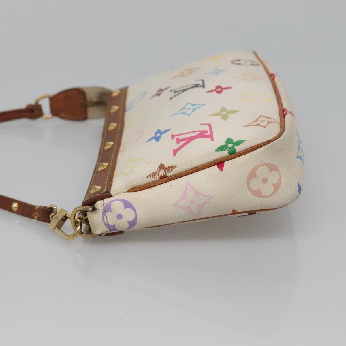 LOUIS VUITTON Multicolor Pochette Accessoires Pouch White M92649 Auth 120819