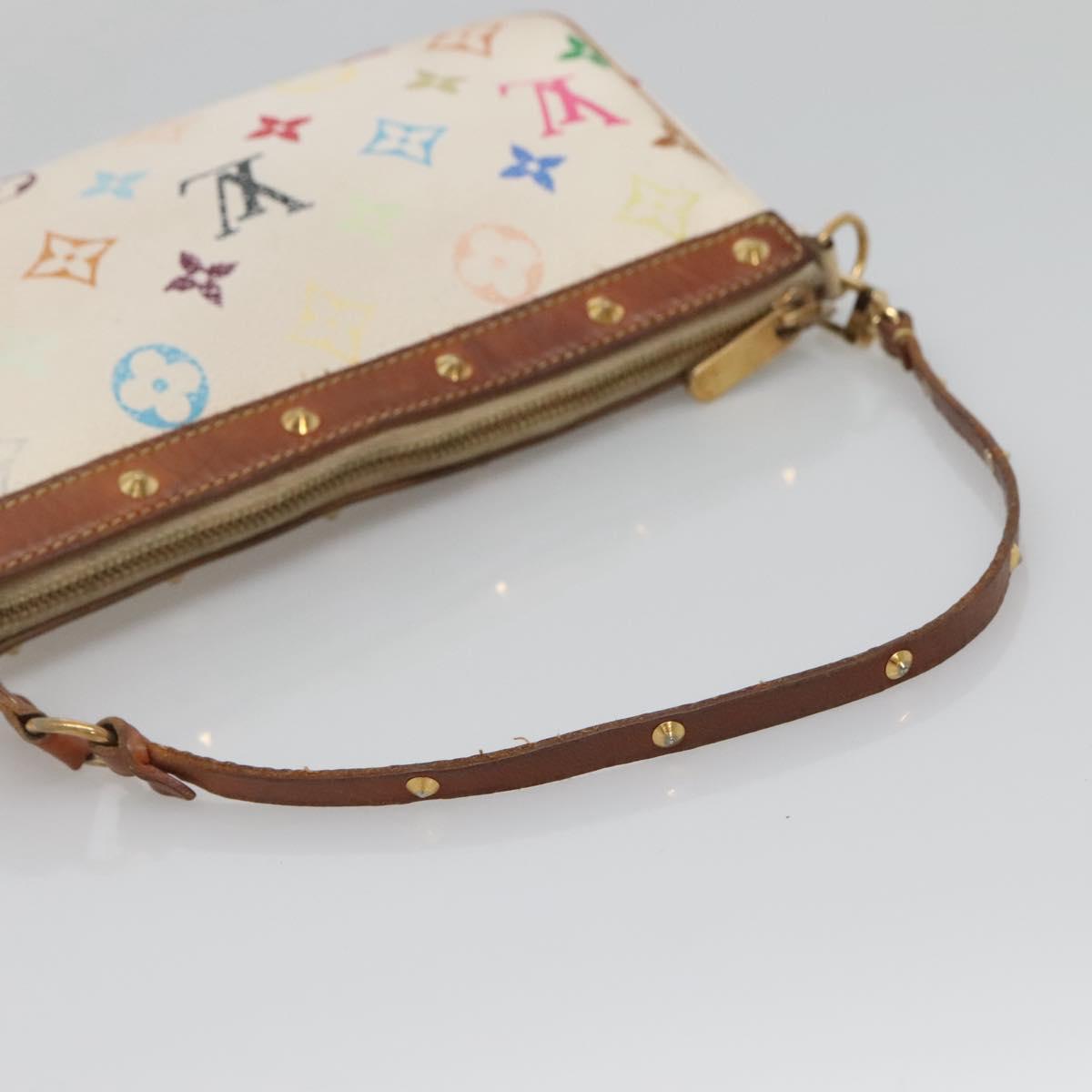 LOUIS VUITTON Multicolor Pochette Accessoires Pouch White M92649 Auth 120819