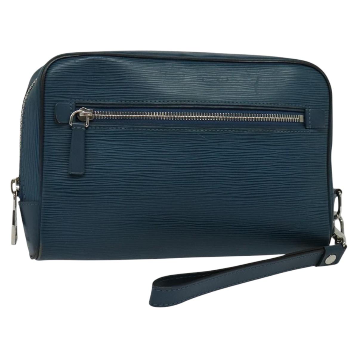 LOUIS VUITTON Epi Neo-Osh Clutch Bag Cyan LV Auth 120827