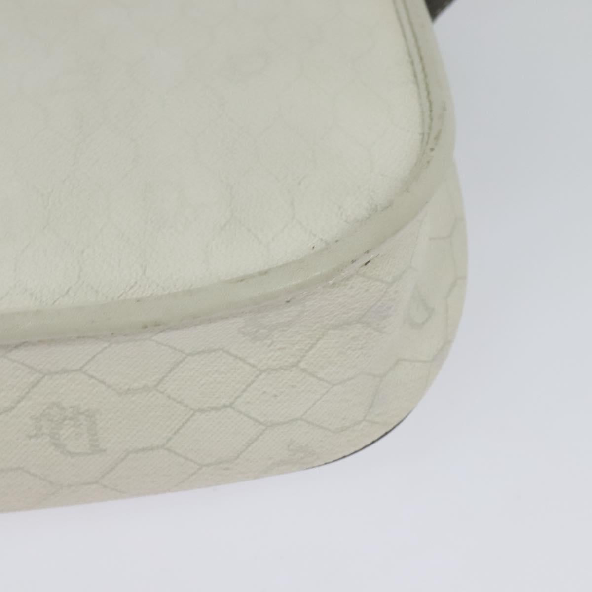 Christian Dior Honeycomb Canvas Shoulder Bag PVC White Gold Auth 120830