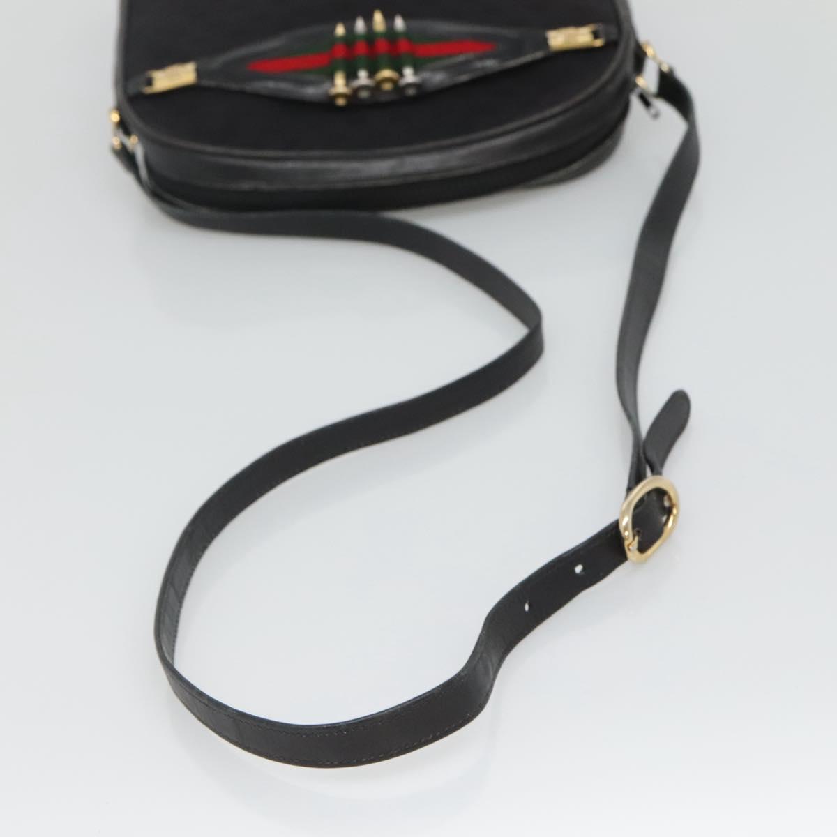 GUCCI Micro GG Canvas Web Sherry Line Shoulder Bag Black Gold Red Auth 120843