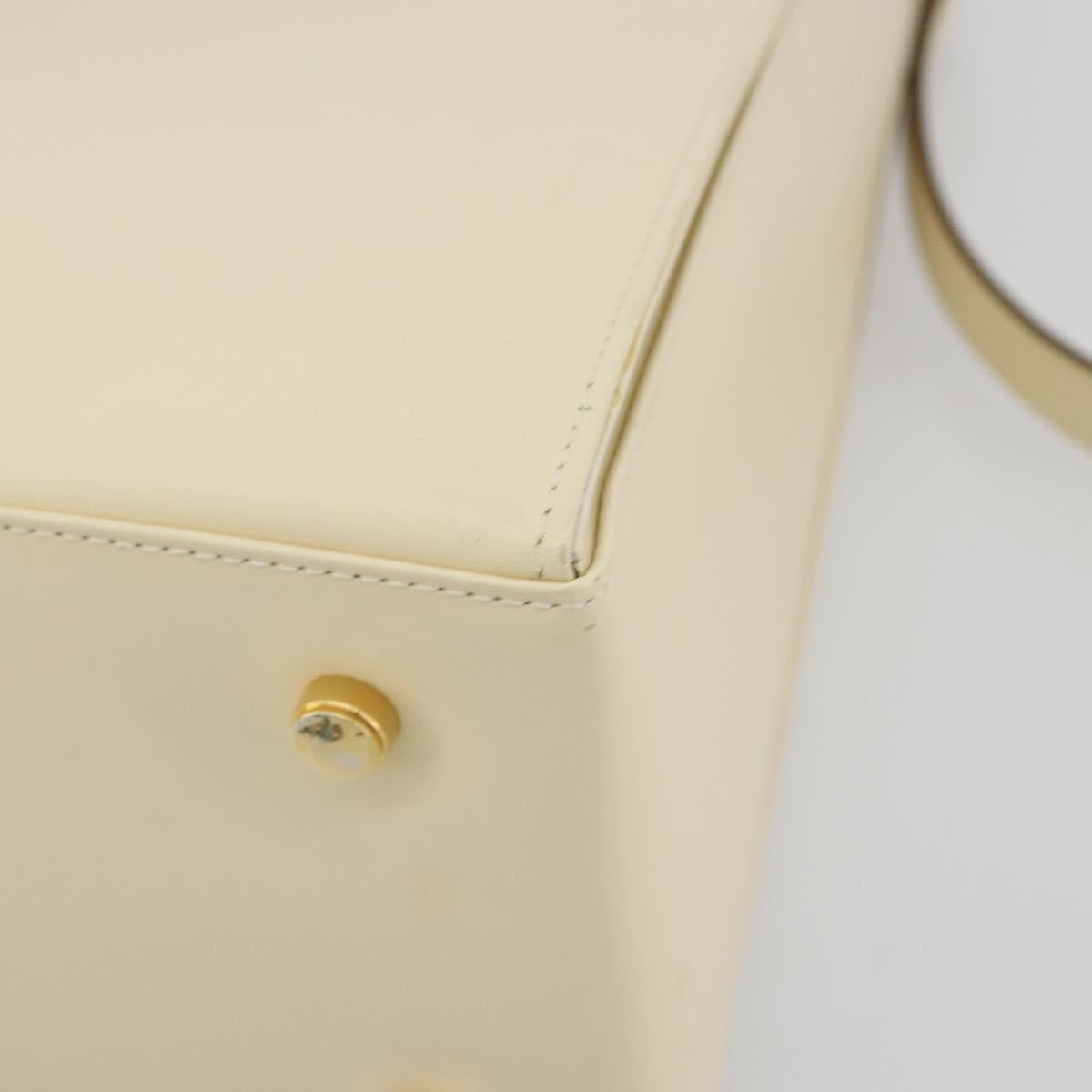 Salvatore Ferragamo Gancini Hand Bag Leather 2way Cream Gold Auth 120844