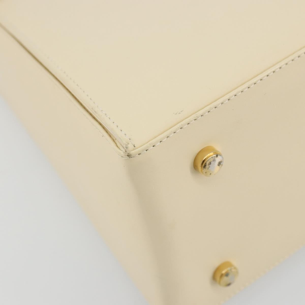 Salvatore Ferragamo Gancini Hand Bag Leather 2way Cream Gold Auth 120844