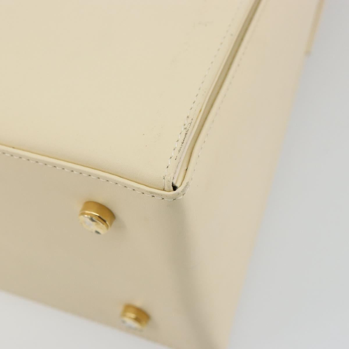Salvatore Ferragamo Gancini Hand Bag Leather 2way Cream Gold Auth 120844