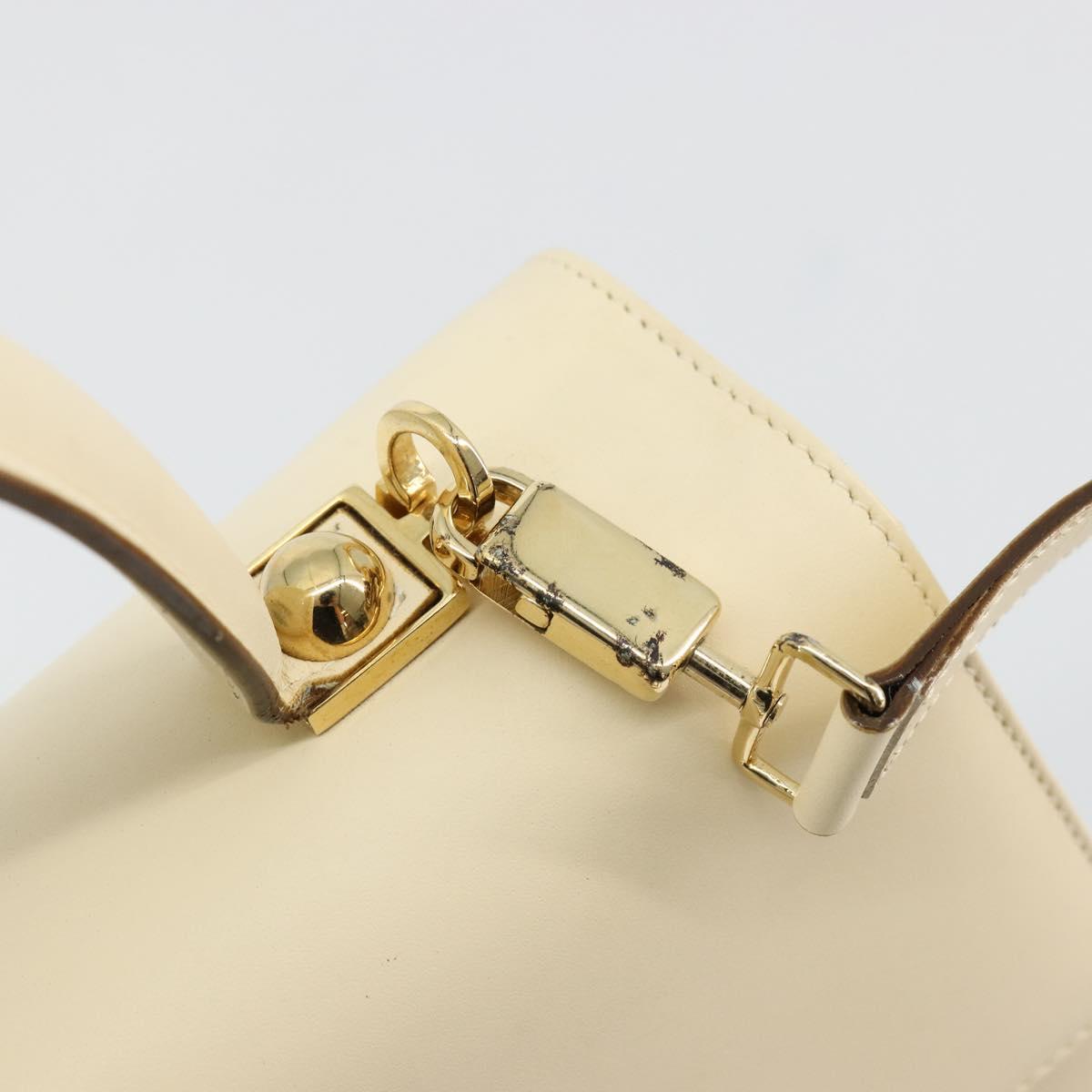 Salvatore Ferragamo Gancini Hand Bag Leather 2way Cream Gold Auth 120844