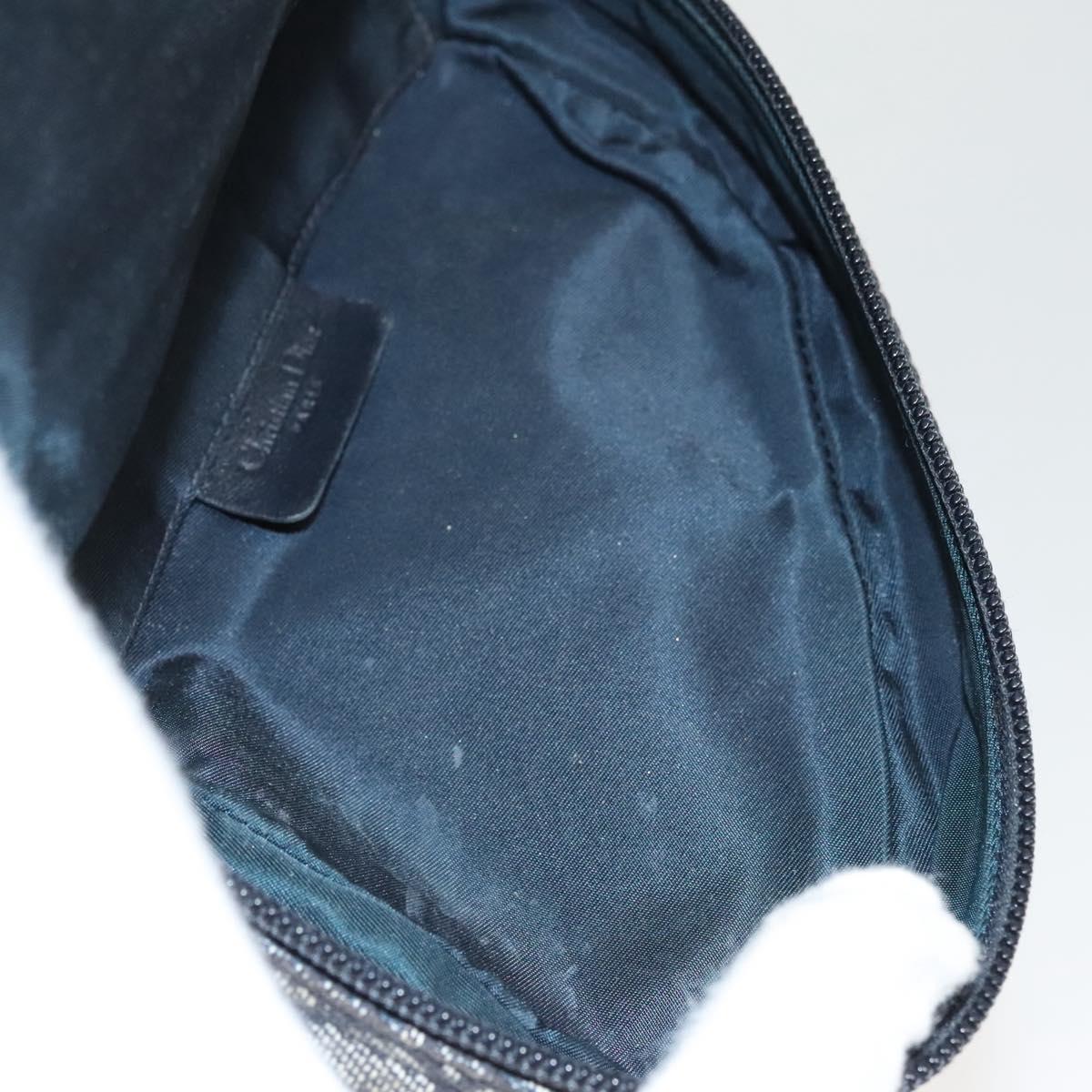 Christian Dior Trotter Canvas Saddle Pouch Navy Gold Auth 120854