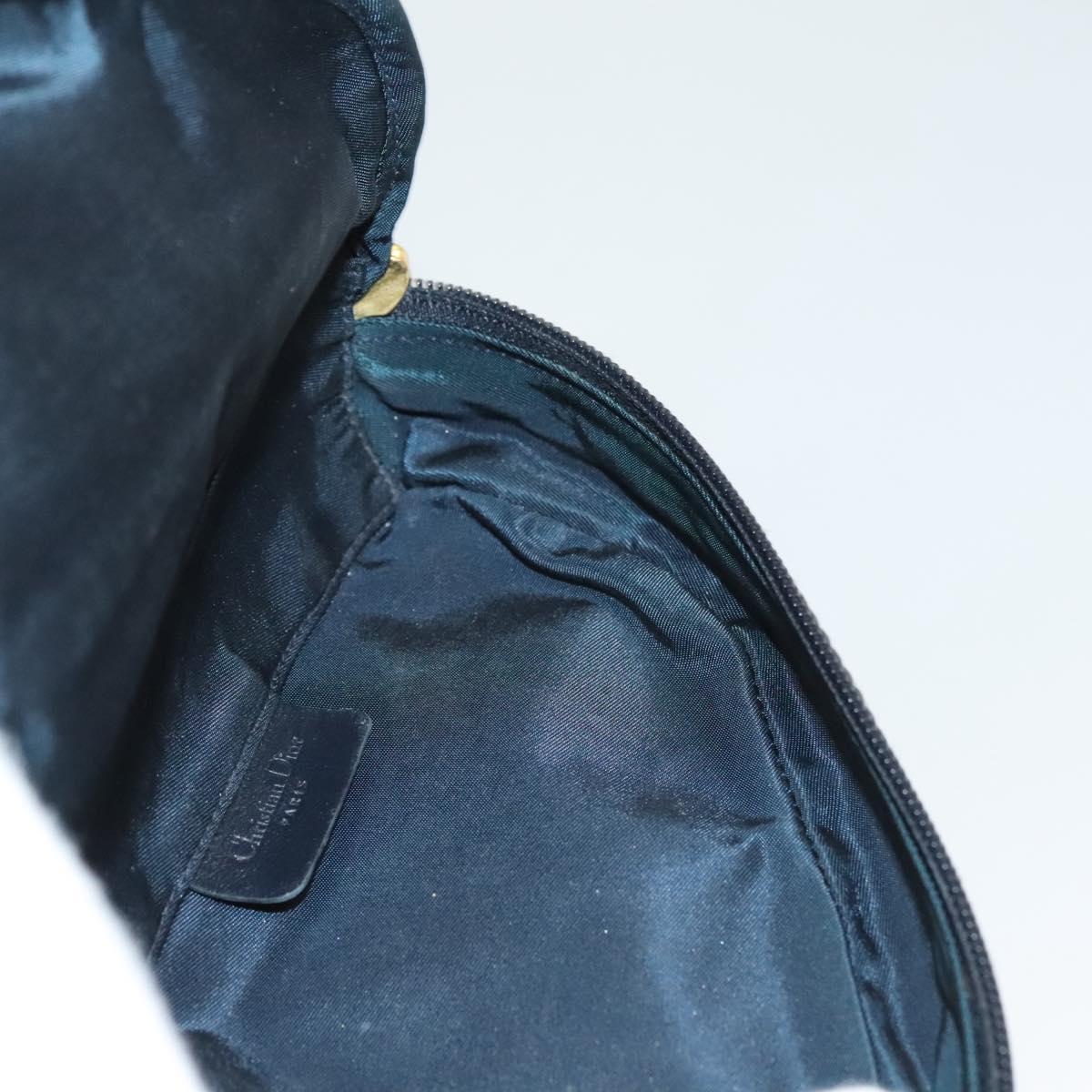 Christian Dior Trotter Canvas Saddle Pouch Navy Gold Auth 120854