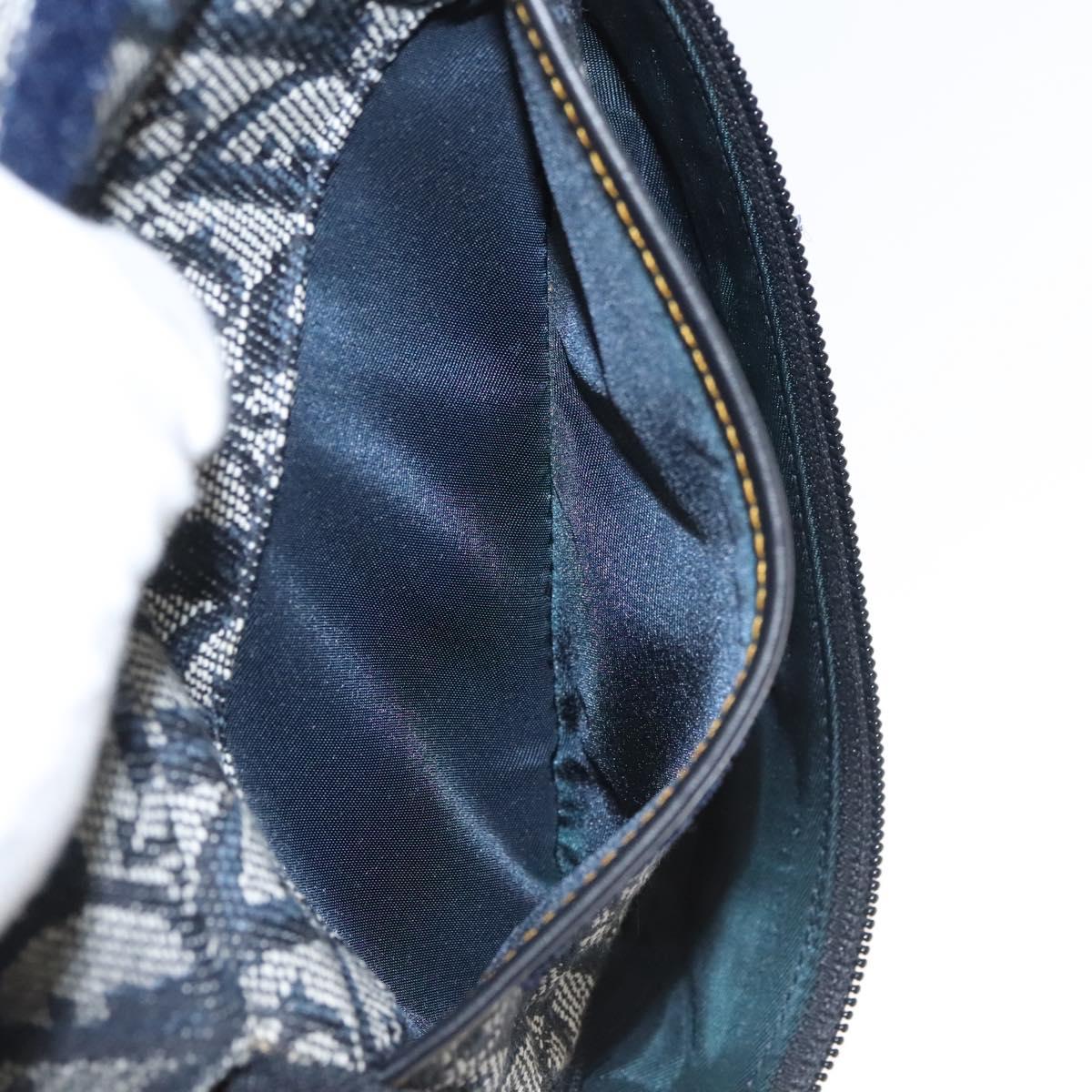 Christian Dior Trotter Canvas Saddle Pouch Navy Gold Auth 120854