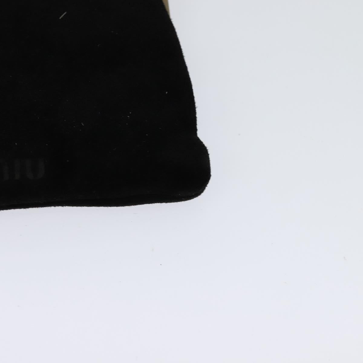 Miu Miu Shoulder Pouch Suede Black Gold Auth 120859A