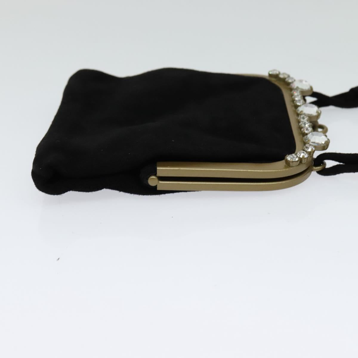Miu Miu Shoulder Pouch Suede Black Gold Auth 120859A