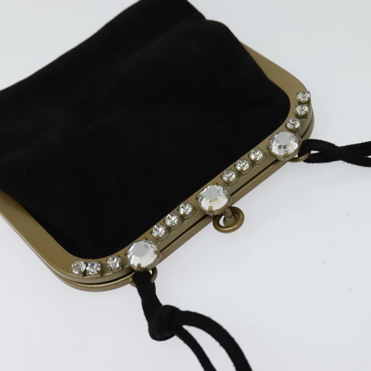 Miu Miu Shoulder Pouch Suede Black Gold Auth 120859A