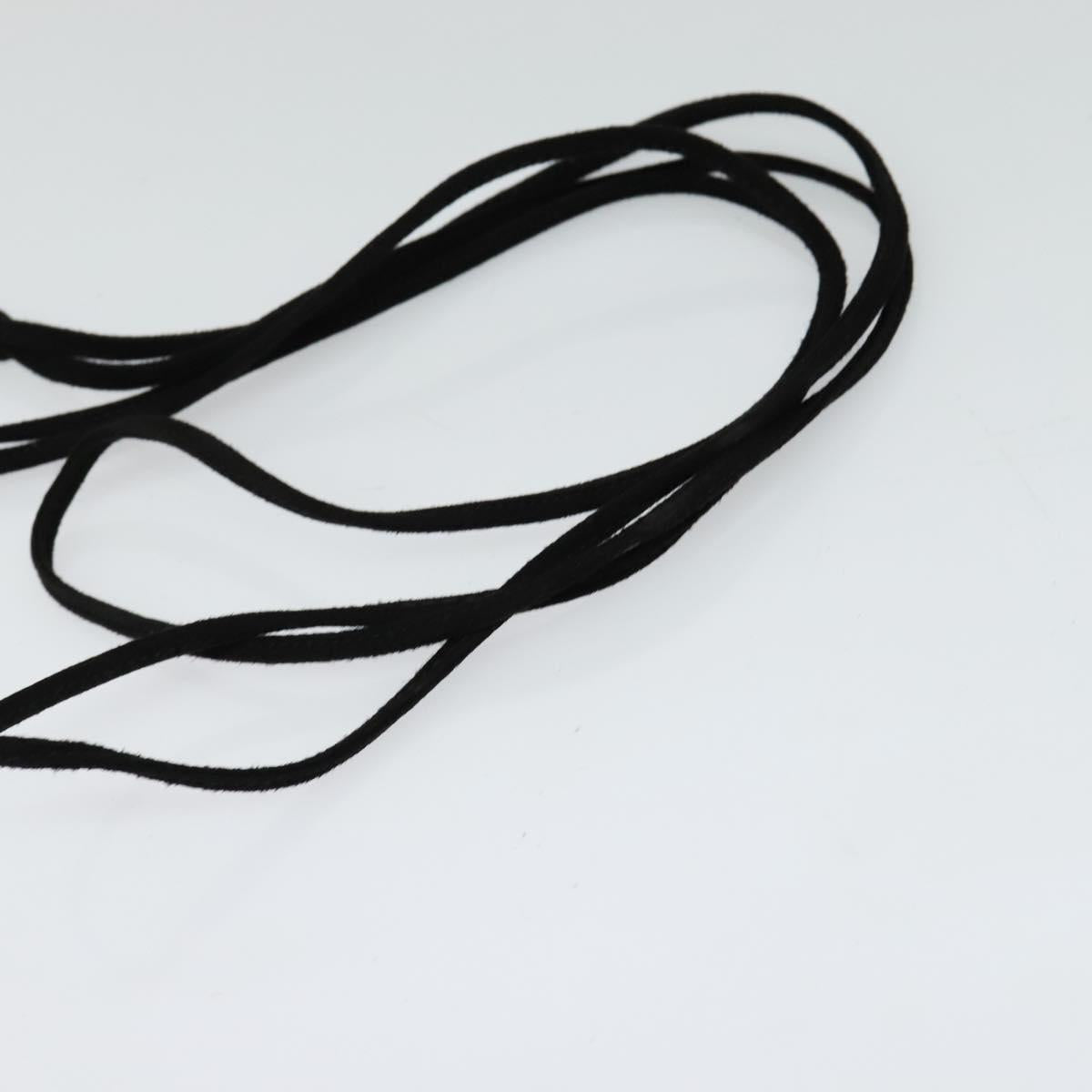 Miu Miu Shoulder Pouch Suede Black Gold Auth 120859