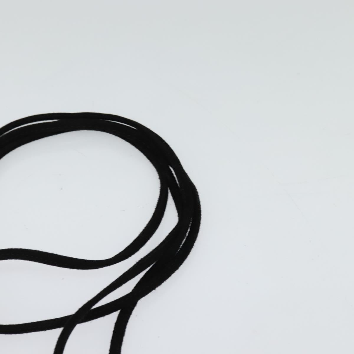 Miu Miu Shoulder Pouch Suede Black Gold Auth 120859