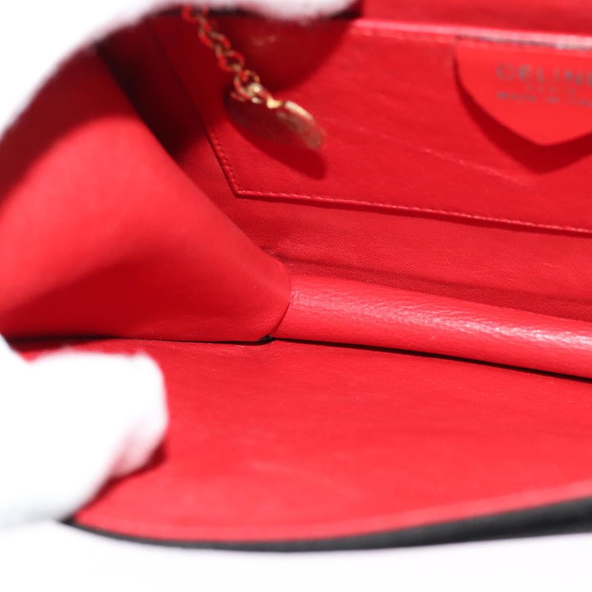 CELINE Hand Bag Suede 2way Black Gold Auth 120904