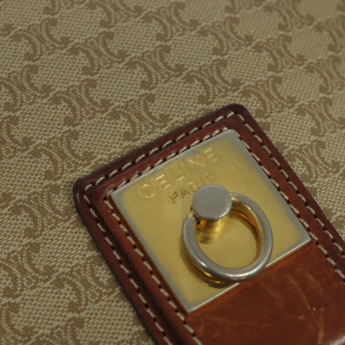 CELINE Macadam Canvas Shoulder Bag PVC Beige Gold Auth 120907