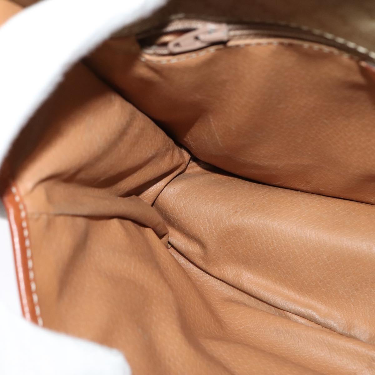 CELINE Macadam Canvas Shoulder Bag PVC Beige Gold Auth 120907