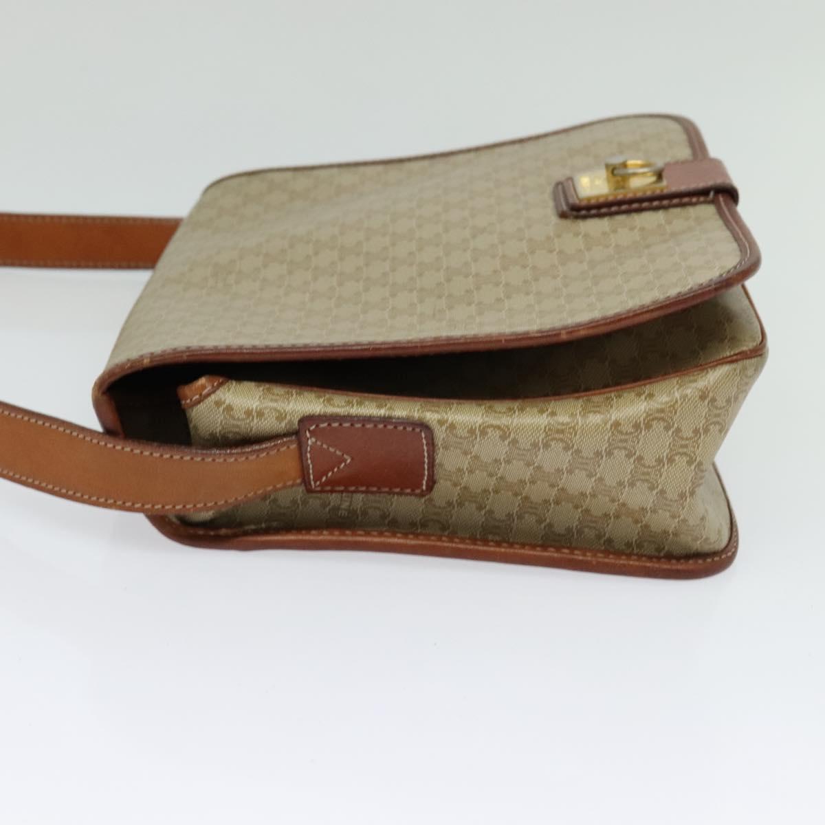 CELINE Macadam Canvas Shoulder Bag PVC Beige Gold Auth 120907