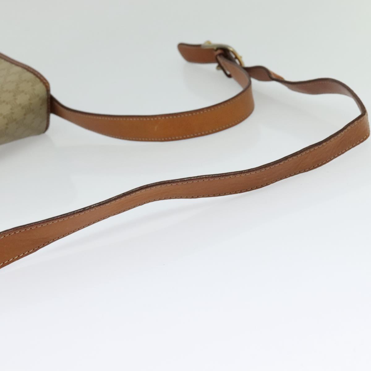 CELINE Macadam Canvas Shoulder Bag PVC Beige Gold Auth 120907