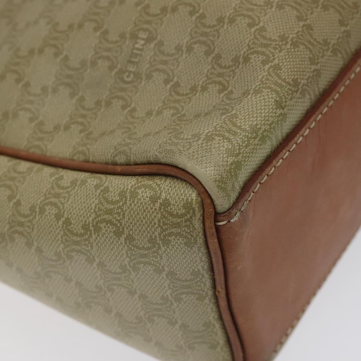 CELINE Macadam Canvas Hand Bag PVC Beige Gold Auth 120908